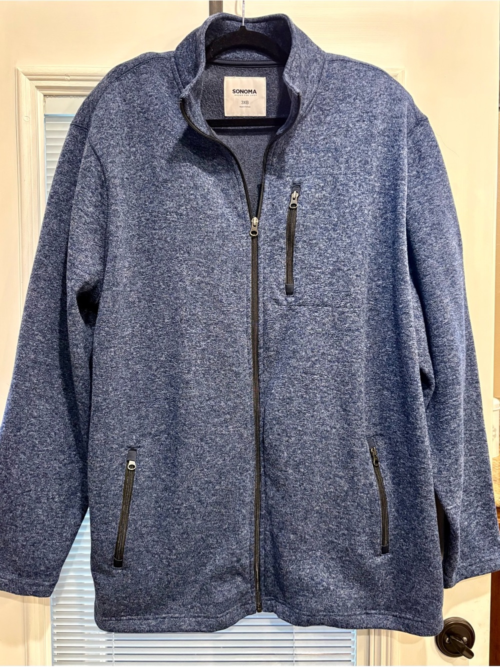 SONOMA Men’s Heathered Blue Full-Zip Sweater Jacket 3X